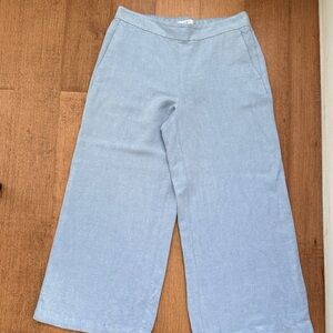 LOFT Light Blue Wide-Leg Cropped Pants